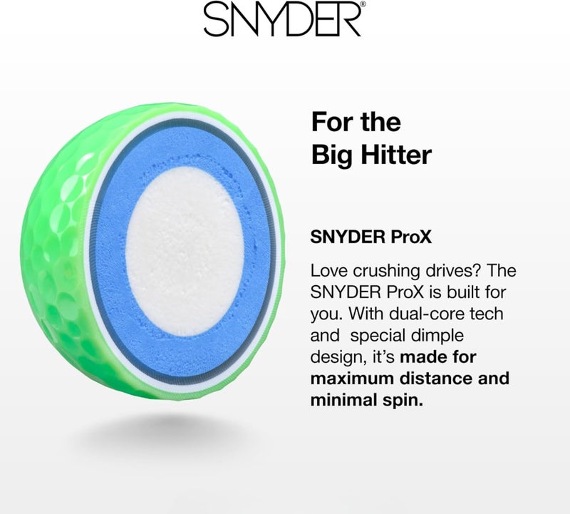 Snyder USA Prox Golf Balls - 5-Piece Construction Distance Golf Balls, Premium Urethane, 322 Dimples, 95 Compression, Colored Golf Balls 12 Pack - Image 5